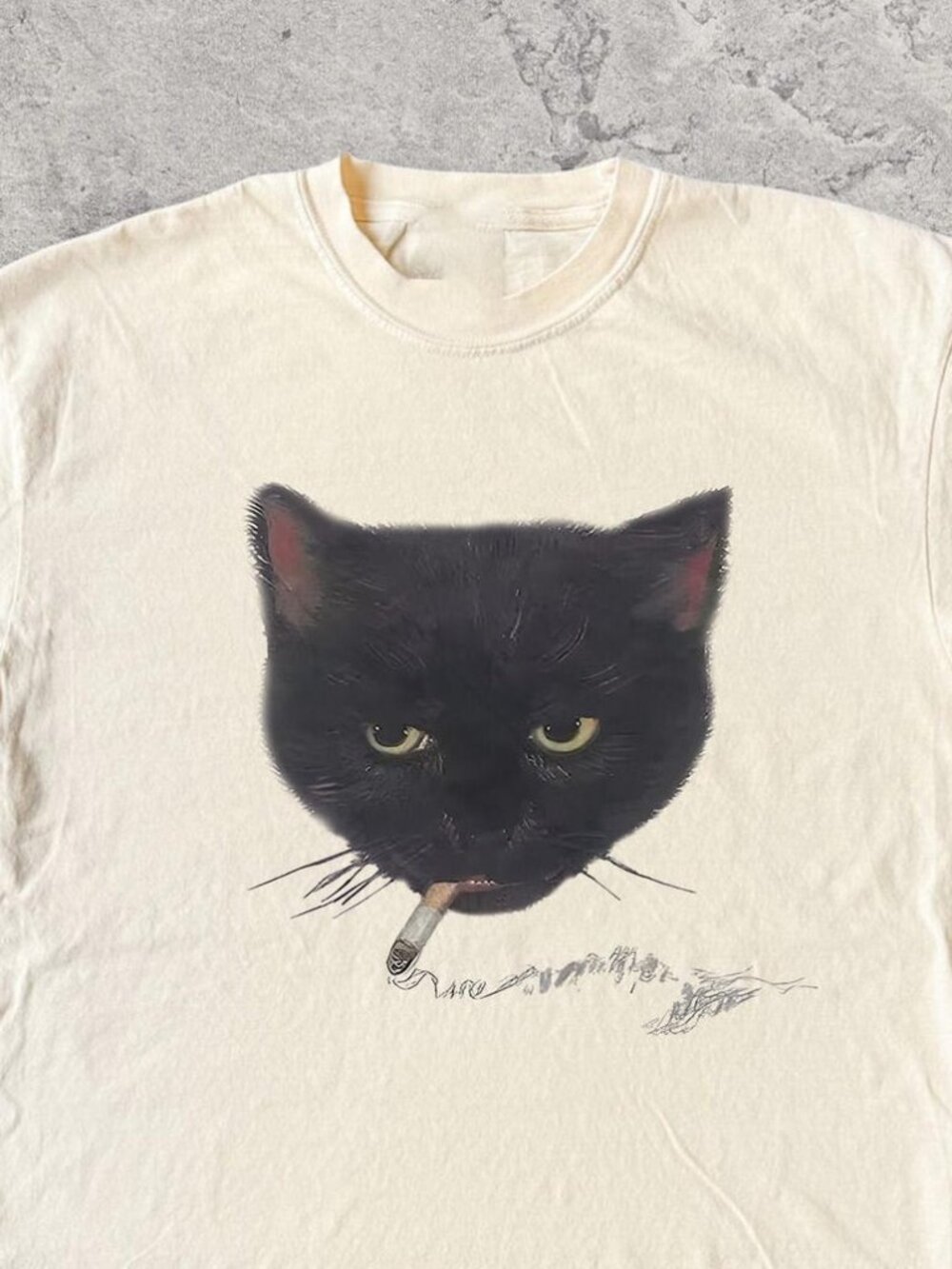 Black Cat Smoking T-Shirt 🐈‍⬛🚬✨ | Y2K Kitty Graphic Tee | Edgy Retro Aesthetic